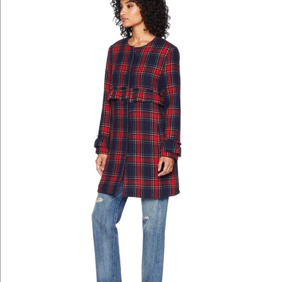 Jack by BB Dakota Swag Out Plaid Ruffle Coat NWT S - Picture 2 of 4